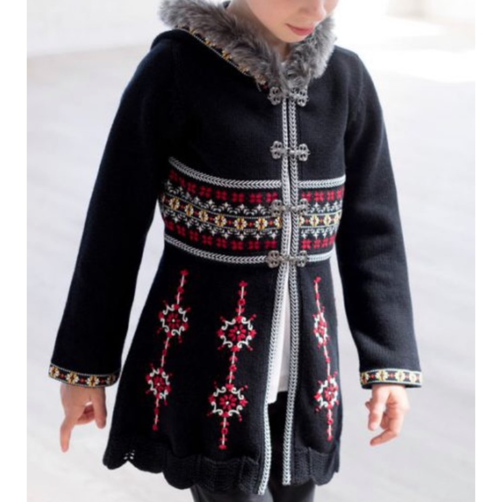 NWOT Hanna Andersson hand embroidered sweater coat